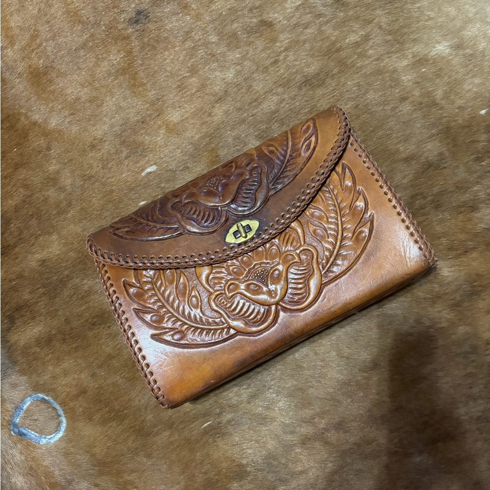 Vintage Hand Tooled Leather Purse